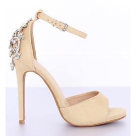 Sandaler på stilett med stenbeige 9509-502 Beige II-GAT