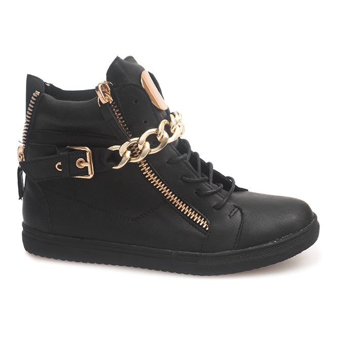 Höga sneakers med dragkedja 3346 svart gul