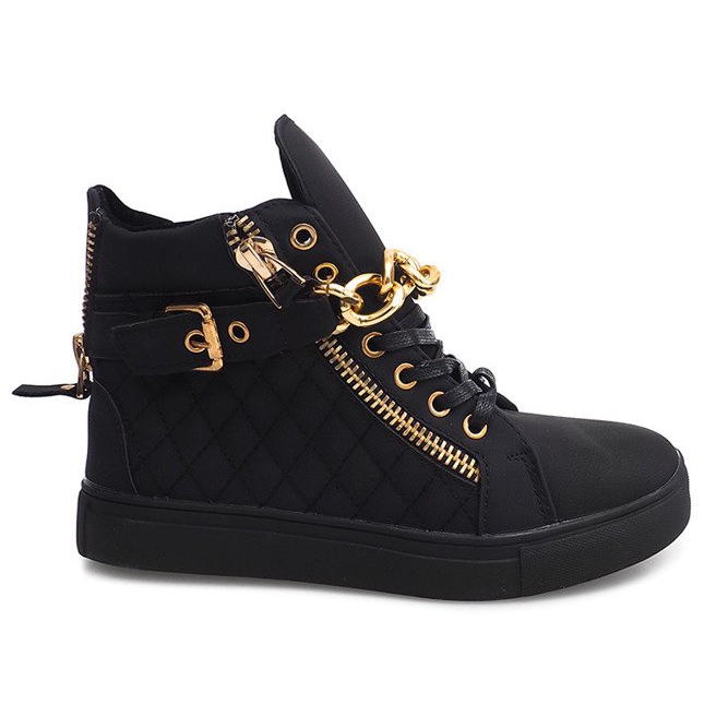 High-top Quilted Sneakers R-35 Svart