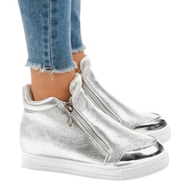Silver wedge sneakers med R51-3 dragkedjor grå