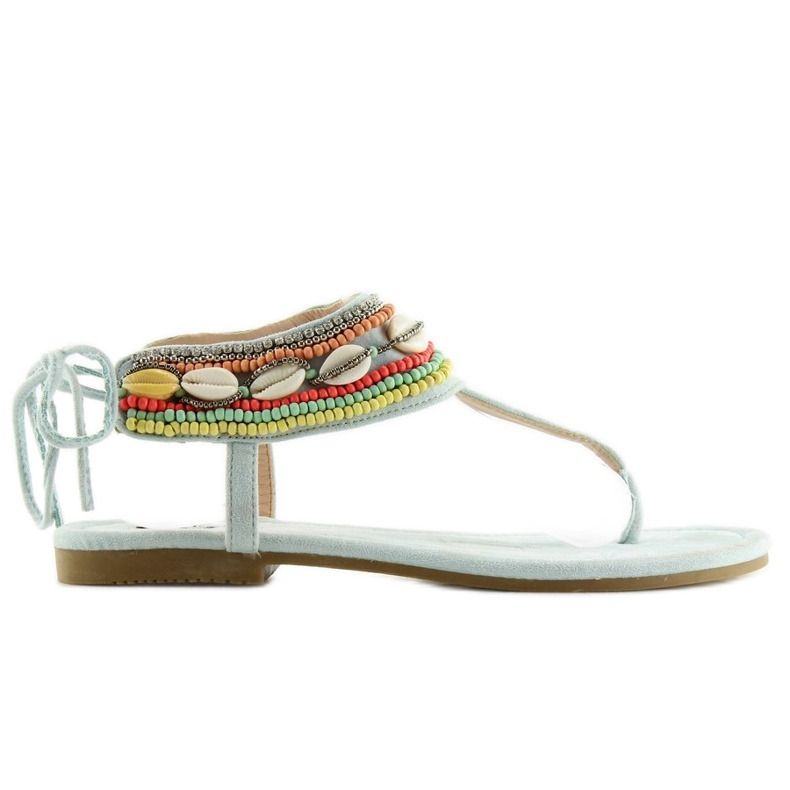 Blå sandaler med pärlor 8241 L.BLUE II-GAT mångfärgad