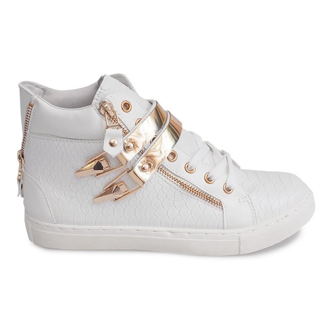 Höga sneakers med dragkedja 1525-2 vit