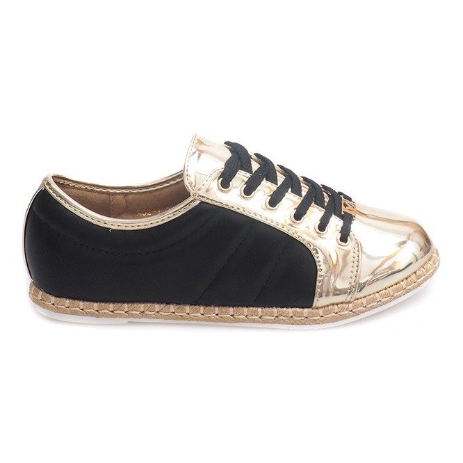 Linne Espadrilles Q52 svarta sneakers gul