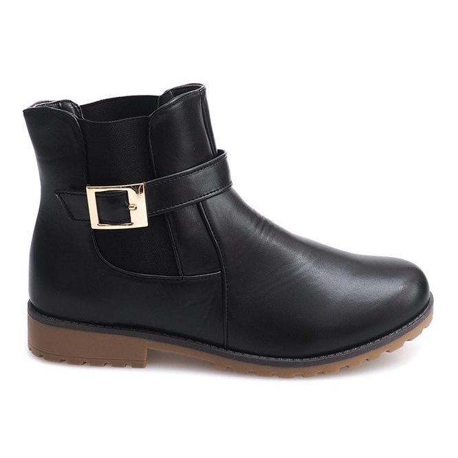 Stövlar med gummi och spänne päls E598 svart grön