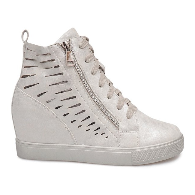 Openwork wedge sneakers HQ881 Silver grå