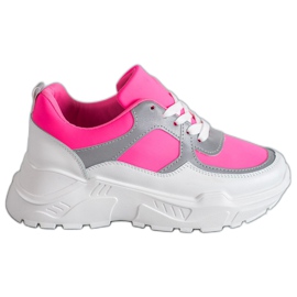 Ideal Shoes Neon sportskor vit rosa mångfärgad