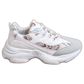 Kayla Snake Print Tied Sneakers vit