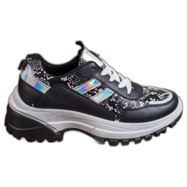 SHELOVET Svart Snake Print Sneakers