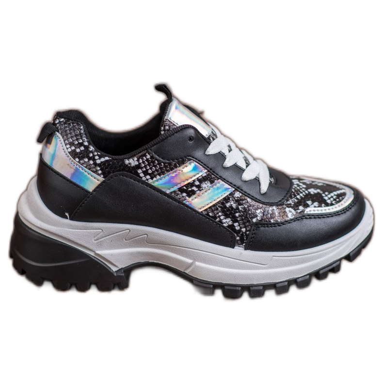 SHELOVET Svart Snake Print Sneakers