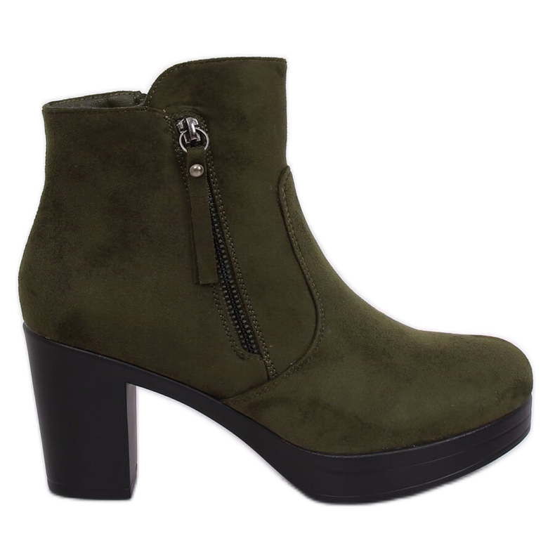 Gröna högklackade stövlar 8B882 Gröna