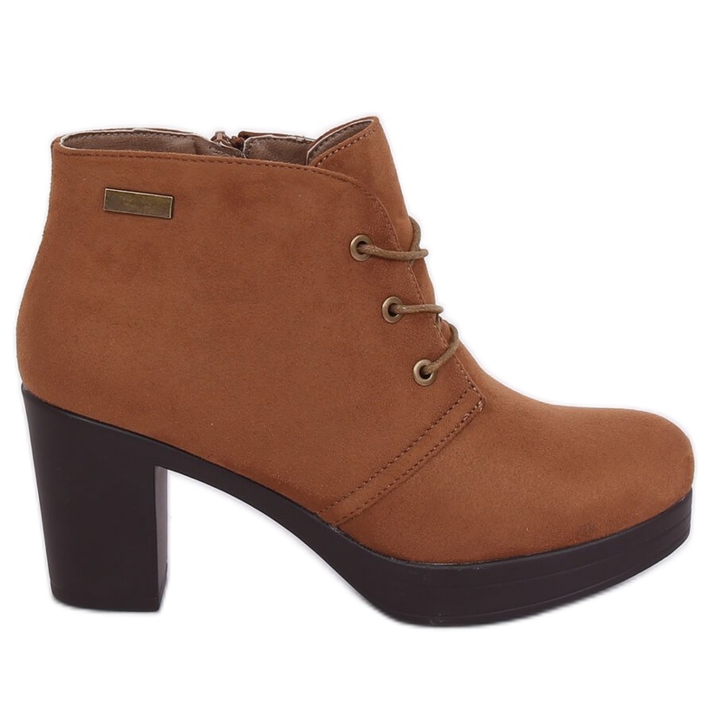 Högklackade skor 8B883 Kaki brunt