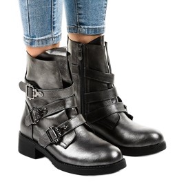 Grå damstövlar med spännen HQ1588