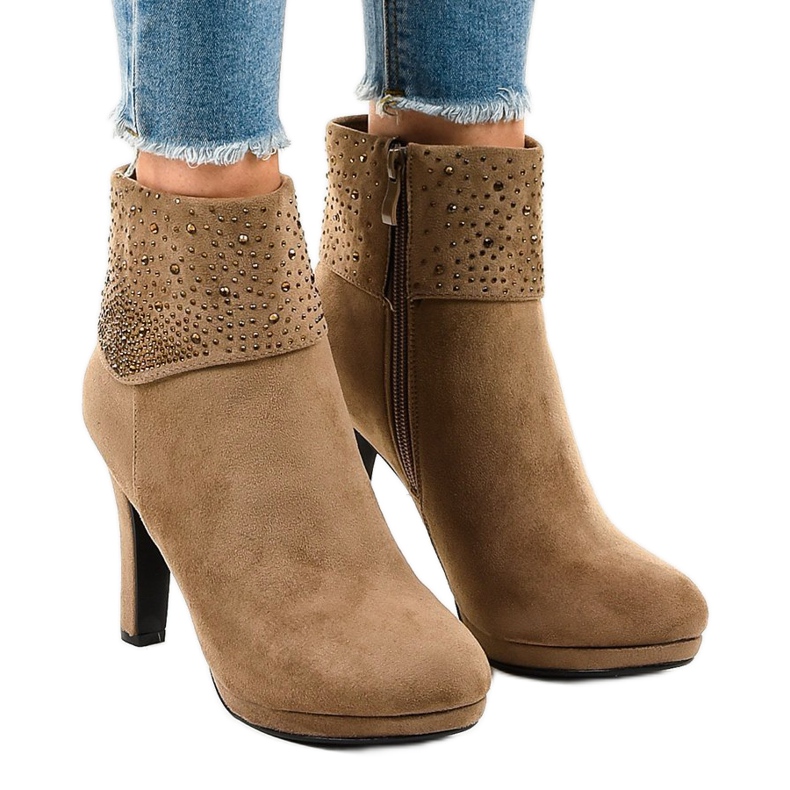 Kaki stövletter i mocka på stolpen SQ15 mångfärgad grön