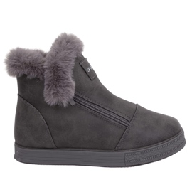 Grå ankelhöga sneakers med päls W19-29 Grå