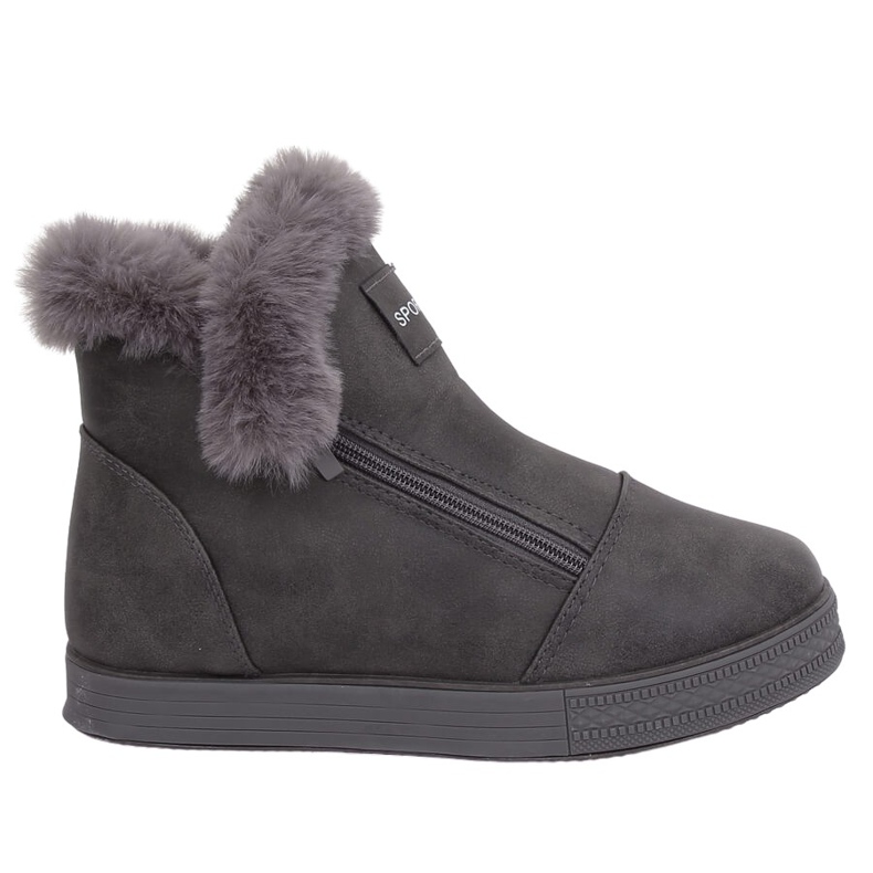 Grå ankelhöga sneakers med päls W19-29 Grå