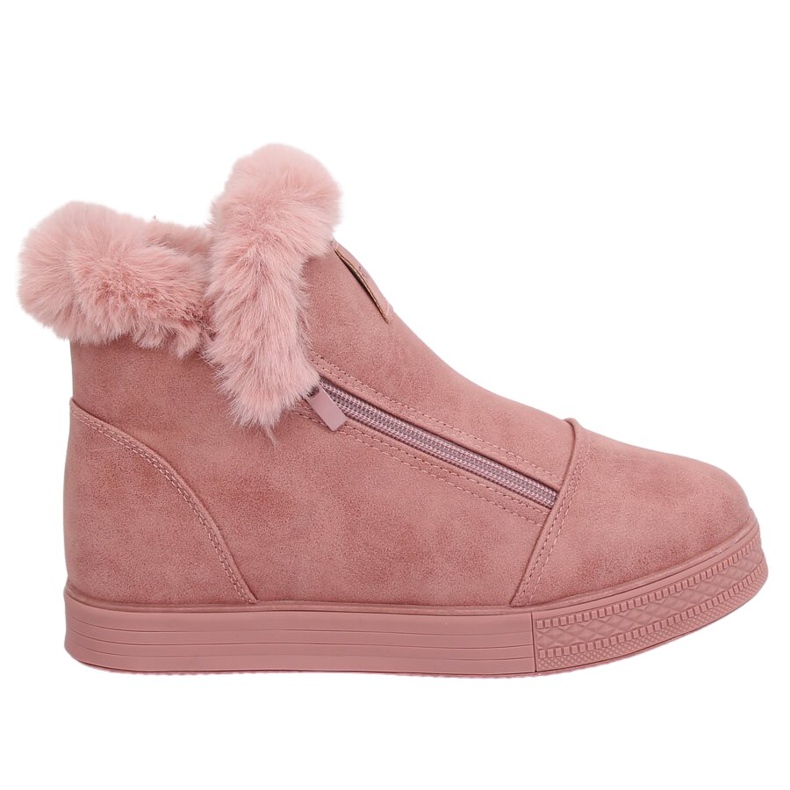 Rosa ankelhöga sneakers med päls W19-29 Rosa
