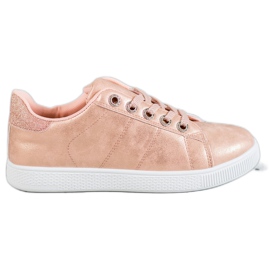 SHELOVET Sneakers med glitter rosa