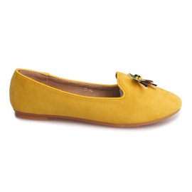 Mocka ballerinor med en hårfäste 9988 gul