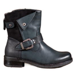 Super Me Stövlar med dekorativt spänne svart mångfärgad grön