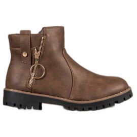 Jumex Stövlar med dekorativ dragkedja brun