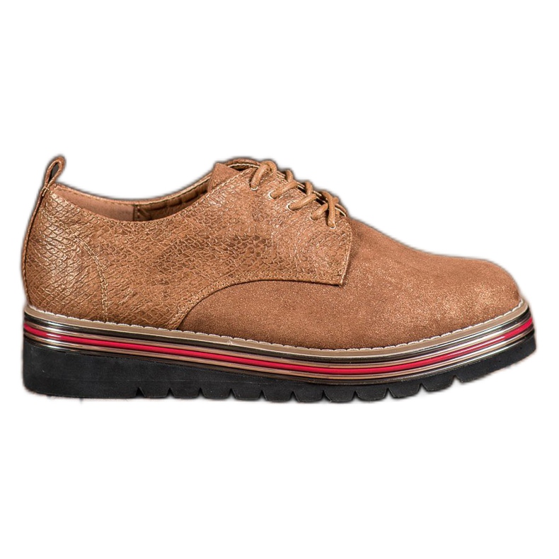 SHELOVET Skor på Snake Print Platform brun