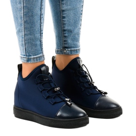 Marinblå, isolerade höga sneakers med en kil XY-35