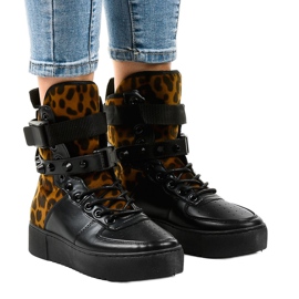 Svarta platta sneakers Y-205 mångfärgad