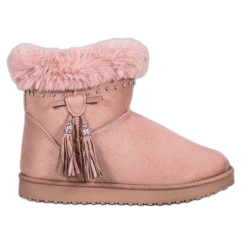 SHELOVET Mukluki med kristaller rosa