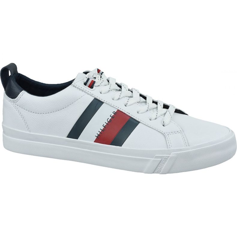 Skor Tommy Hilfiger Flag Detail Leather Sneaker M FM0FM02576-YBR vit