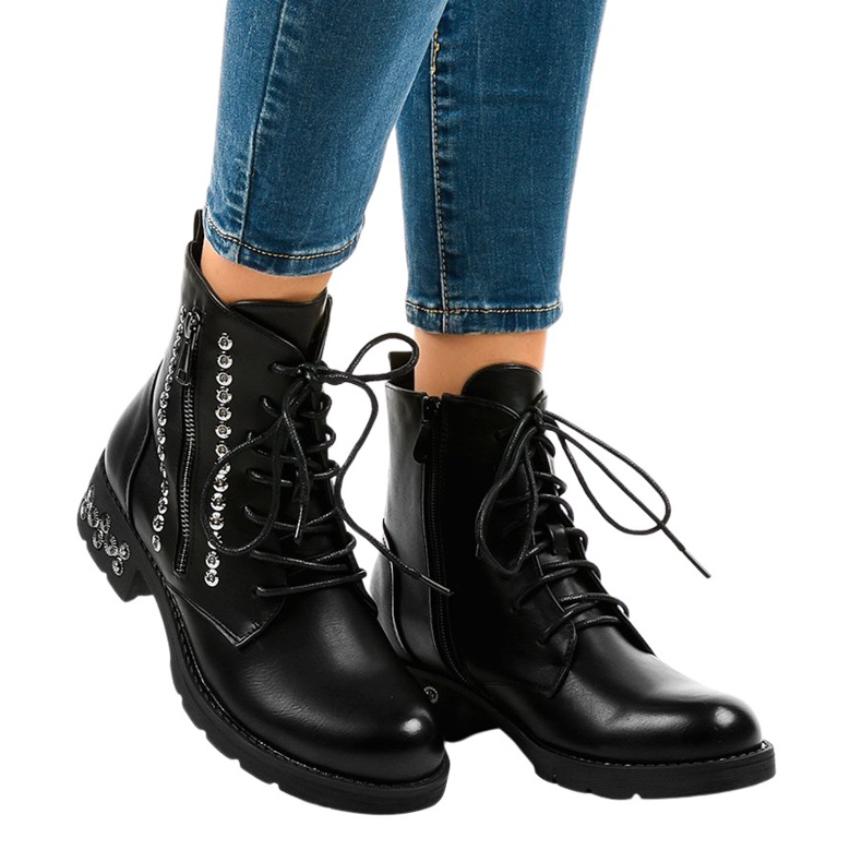 Svarta damstövlar med dragkedja KL-602