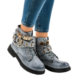 Blå plattisolerade stövlar B2878-KB