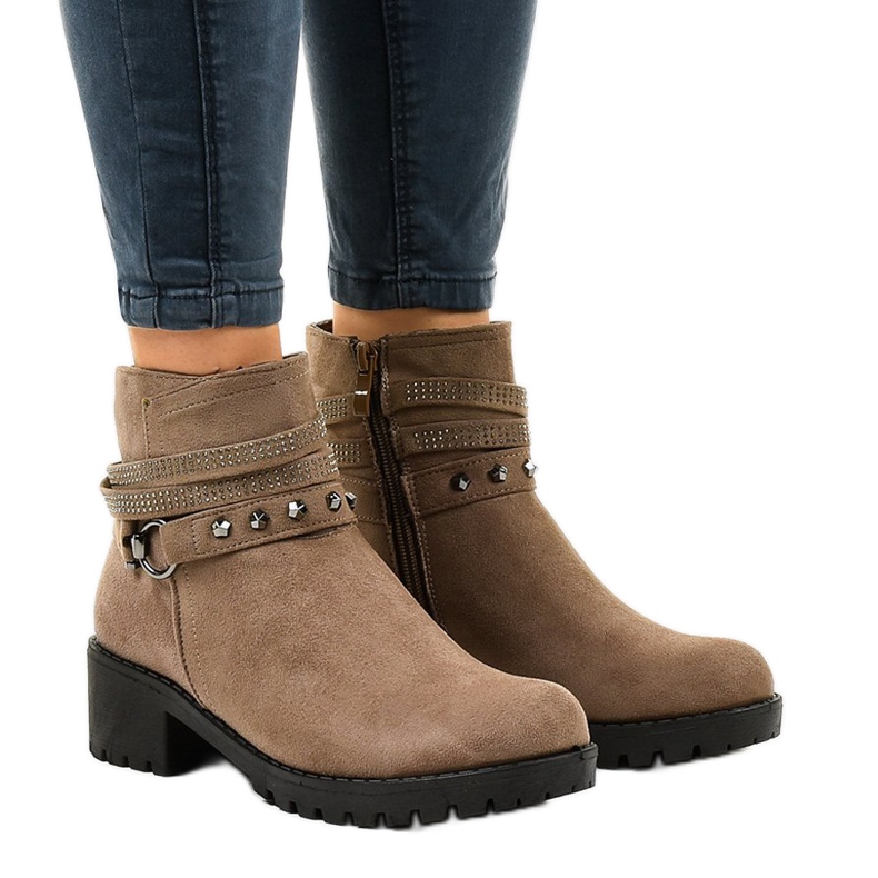 Gröna mocka högklackade stövlar L3058-29 mångfärgad