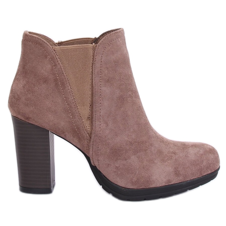 Beige högklackade stövlar H9261 Kaki