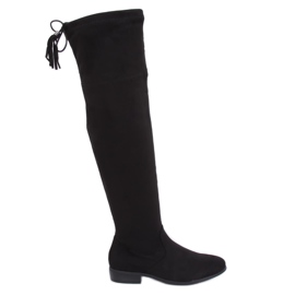 Svarta stövlar över knäet 13X993-95 Svart