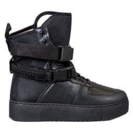 Diamantique Höga stövlar med spännen svart