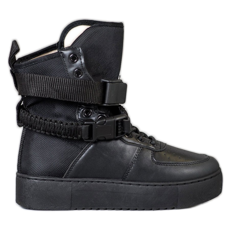 Diamantique Höga stövlar med spännen svart