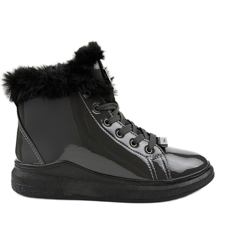 Lackerade varmgrå sneakers TL135-7