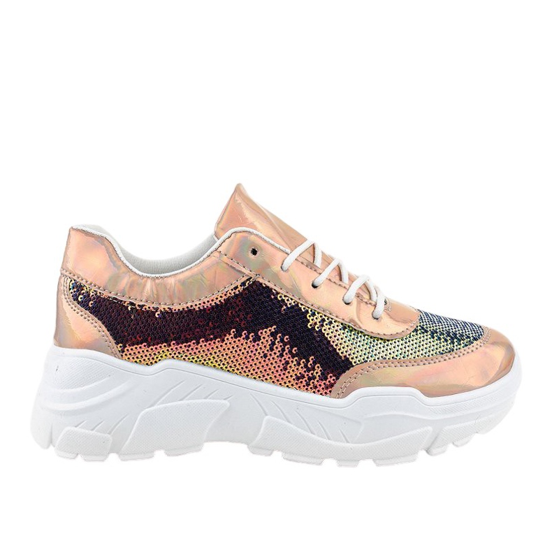 Champagnesportskor med paljetter W-3118 gul