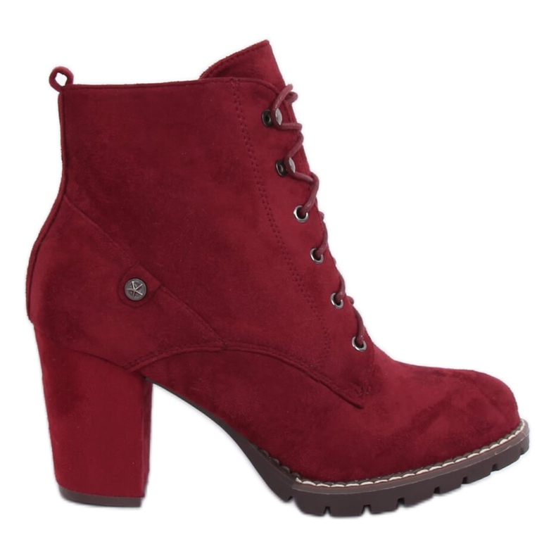 Högklackade snörstövlar 7081 Vin röd