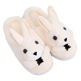 Dam beige kanin tofflor MA17 Vit