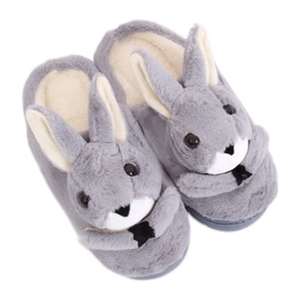 Grå tofflor kaniner grå MA17 Grå