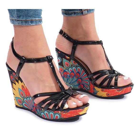 Svarta sandaler på kilen Ibrahim