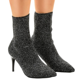 Svarta och silver fotled stövlar LL-103P grå