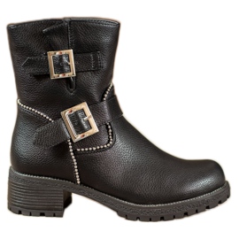 Lucky Shoes Arbetare med spännen svart