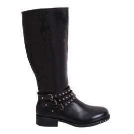 Svarta ridstövlar med dubbar Y208 Svart