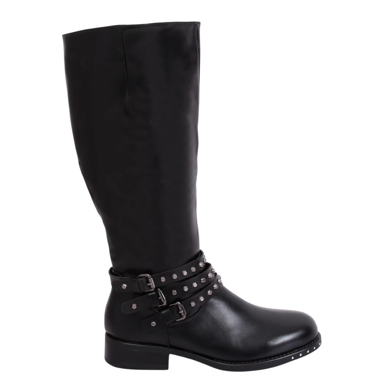 Svarta ridstövlar med dubbar Y208 Svart