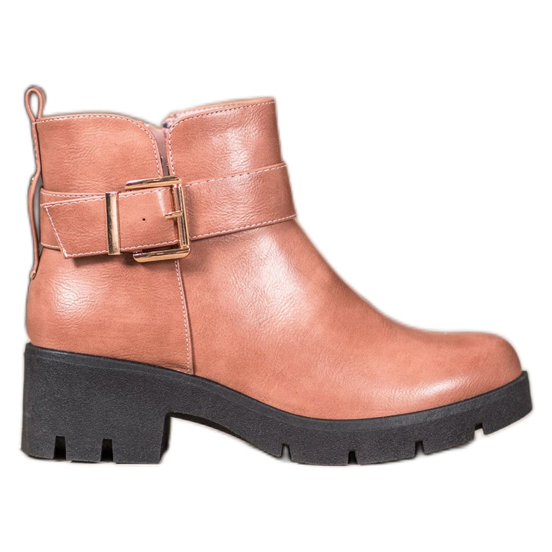 Super Me Stövlar På Plattformen Med Ett Spänne rosa