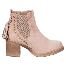 Small Swan Chelsea stövlar med fransar brun