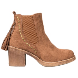 Small Swan Chelsea stövlar med fransar brun