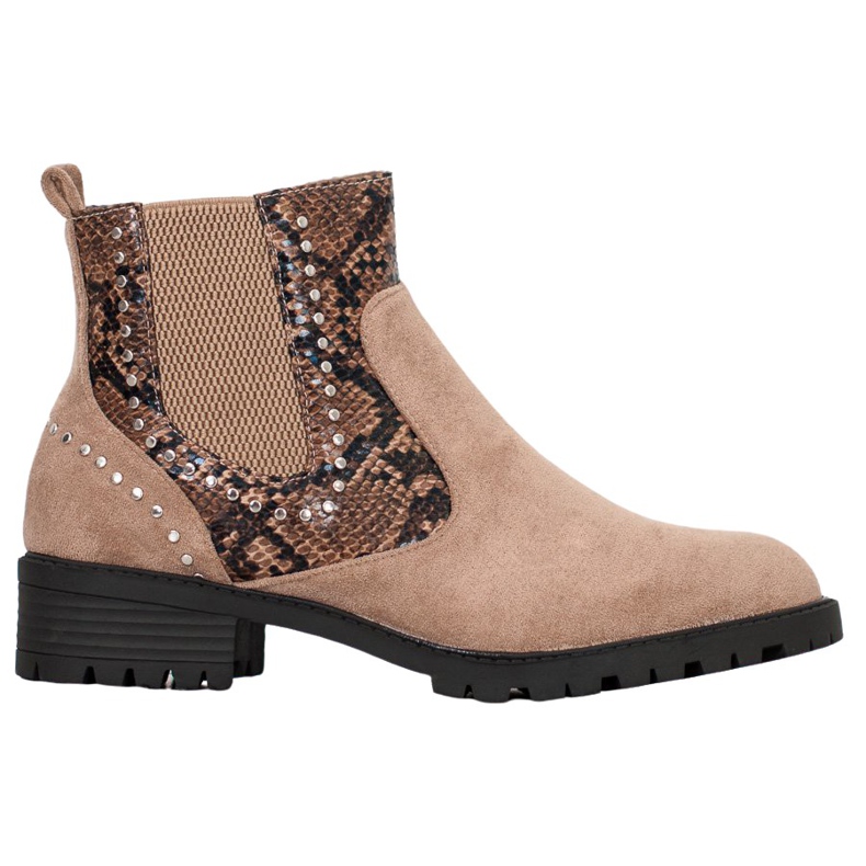 Small Swan Snake Print Chelsea stövlar beige mångfärgad